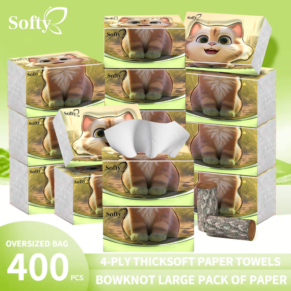 【20packs】Softy Air-Cushion Face Tissue Paper Comfort Thick 400pcs 145*175mm Cotton Supplies Skincare