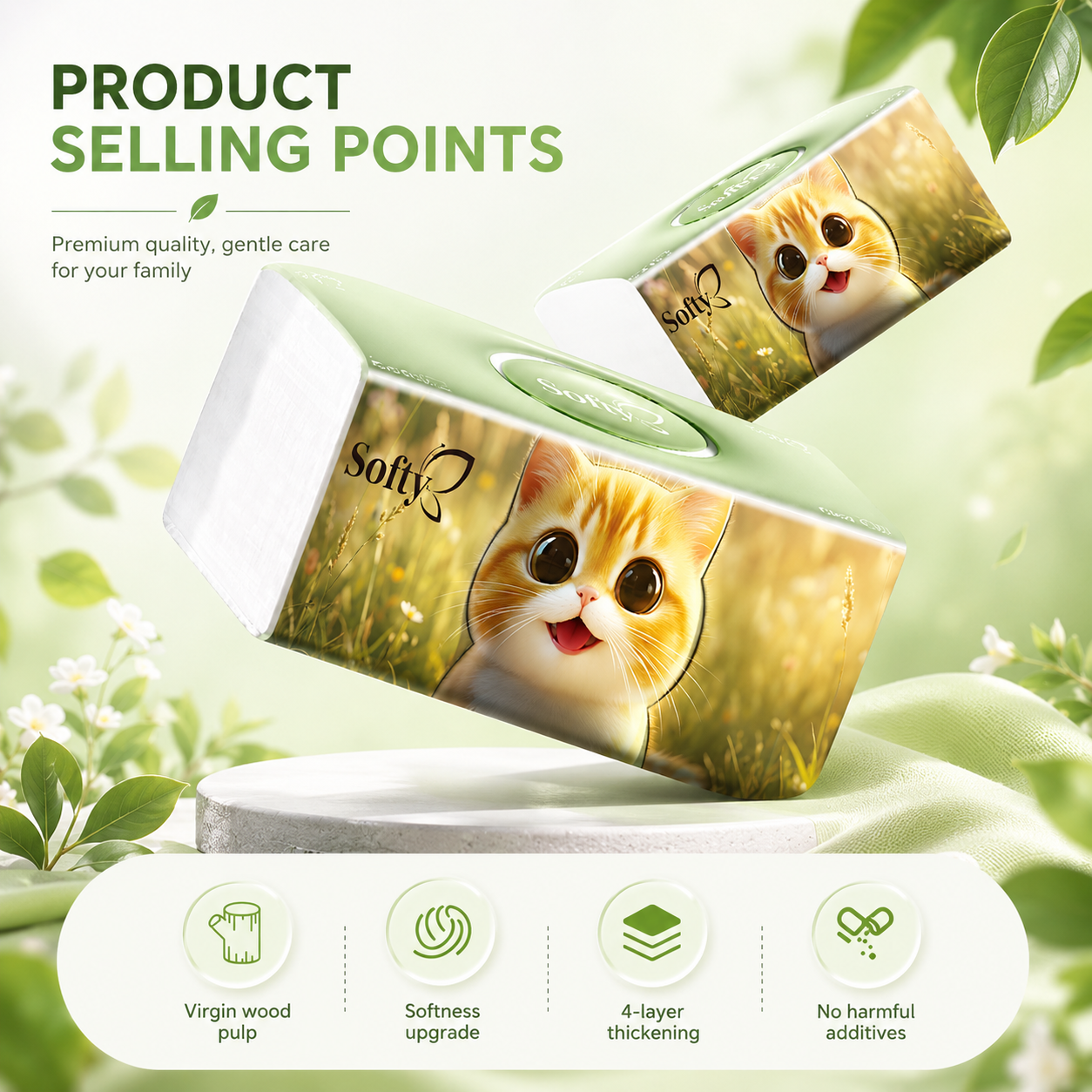 【20packs】Softy Air-Cushion Face Tissue Paper Comfort Thick 400pcs 145*175mm Cotton Supplies Skincare