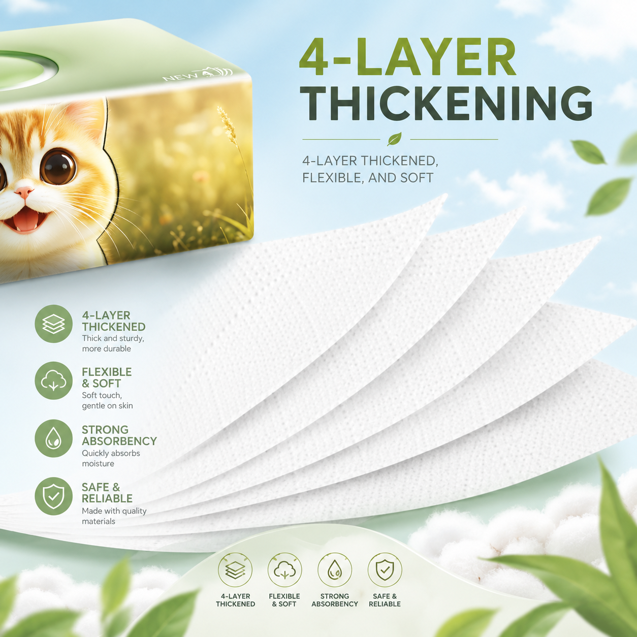 【10 Pek Tisu Softy】Softy Tough Tisu Tebal 4 Lapisan 260 Helai 170*145mm Tisu Pocket Tisu Kereta Tisu