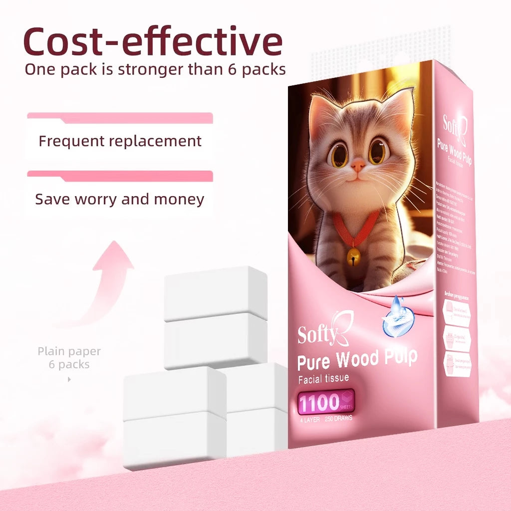 Softy AIR-cushion Tissue 4-Ply 1000 sheets 145*175mm Air-cushion Deluxe Comfort Tissue 【5Packs】 Tisu