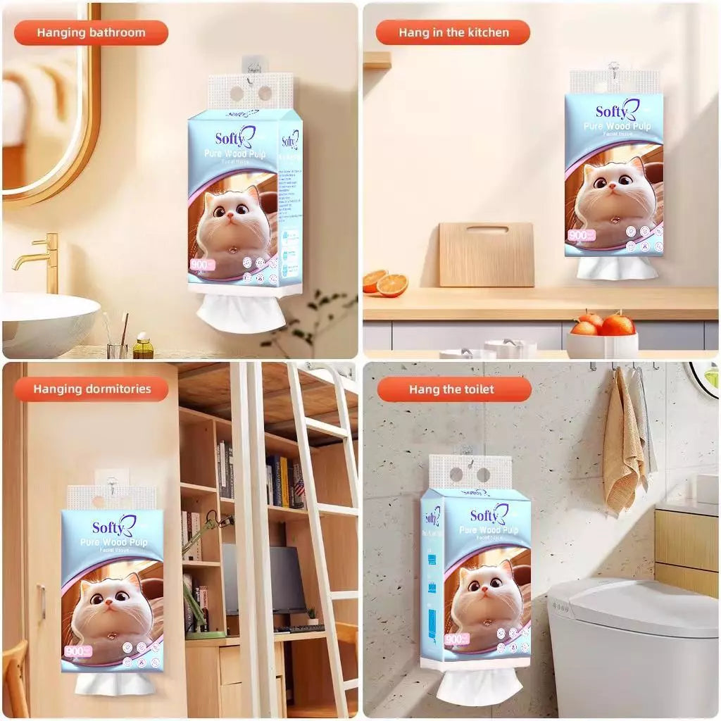 Softy AIR-cushion Tissue 4 Lapisan 900 Helai 135*175mm Air-cushion Deluxe Comfort Tissue Gantung 【3Packs】 Tisu Free 1 Hook