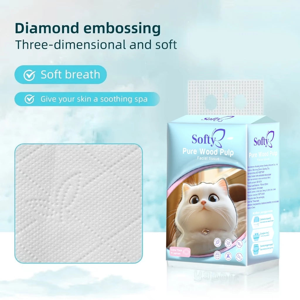 Softy AIR-cushion Tissue 4 Lapisan 900 Helai 135*175mm Air-cushion Deluxe Comfort Tissue Gantung 【3Packs】 Tisu Free 1 Hook