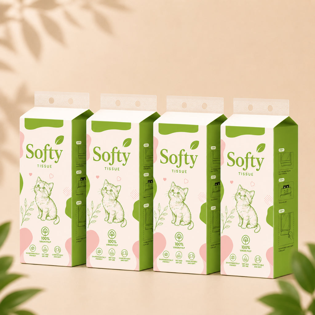 [4 pek Tisu Softy] Softy Tissue Gantung Hanging Tissue Viral Facial Tissue Tissue Paper 120*175mm Free 2 Hook 2 Lapisan