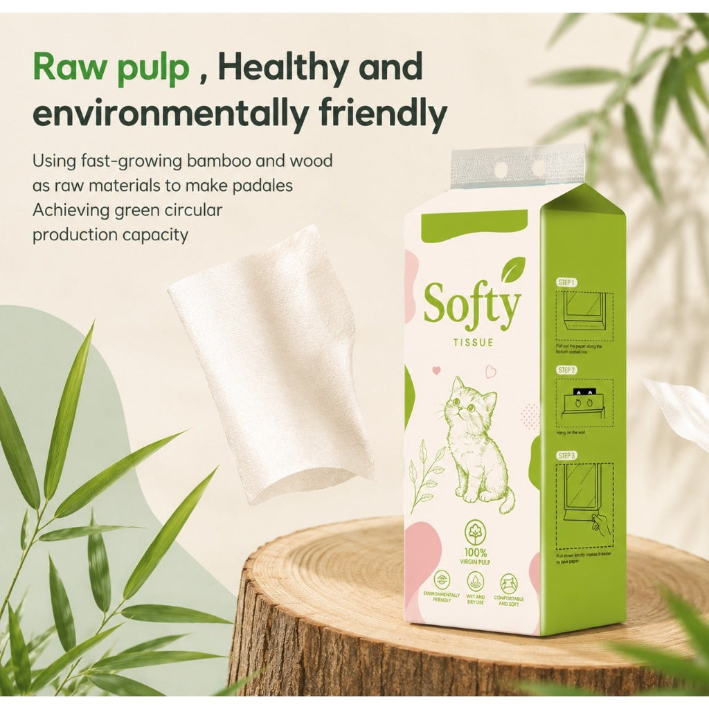 [4 pek Tisu Softy] Softy Tissue Gantung Hanging Tissue Viral Facial Tissue Tissue Paper 120*175mm Free 2 Hook 2 Lapisan